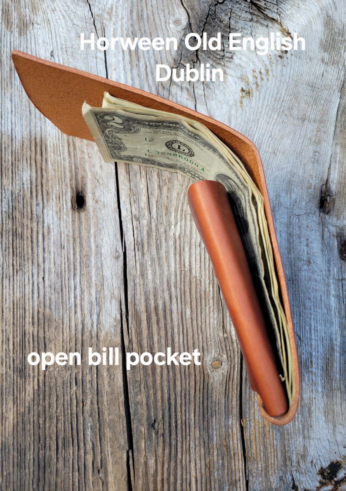 Horween Leather Open Bill Pocket Wallet
