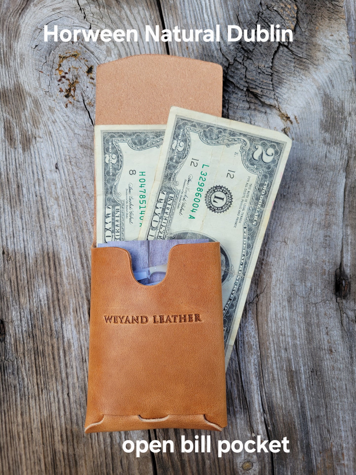 Horween Leather Open Bill Pocket Wallet