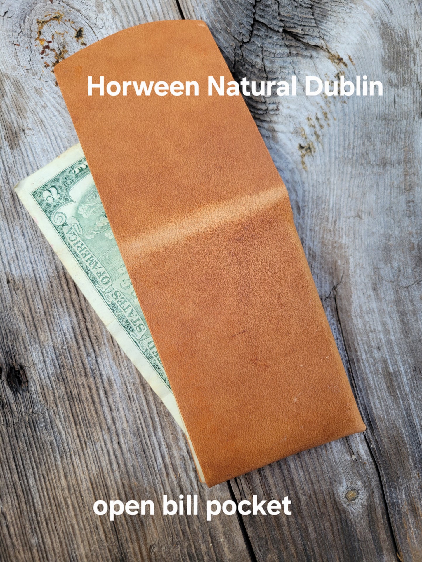 Horween Leather Open Bill Pocket Wallet