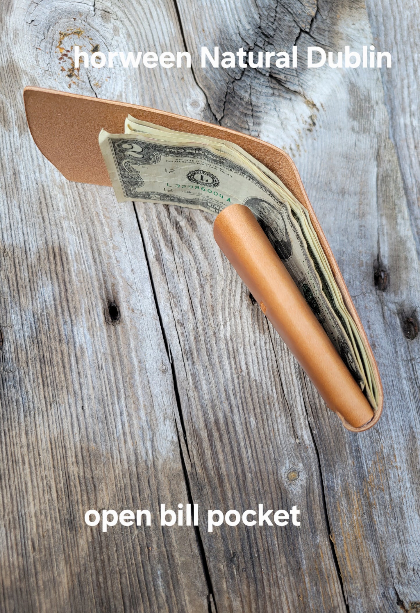 Horween Leather Open Bill Pocket Wallet