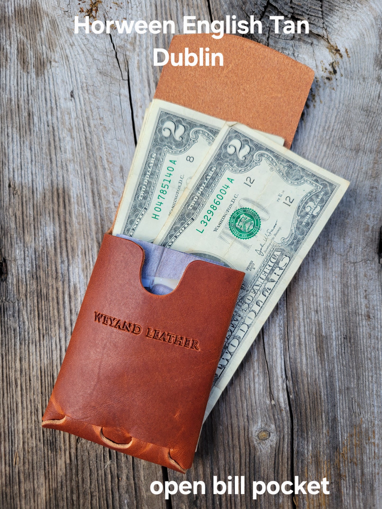 Horween Leather Open Bill Pocket Wallet