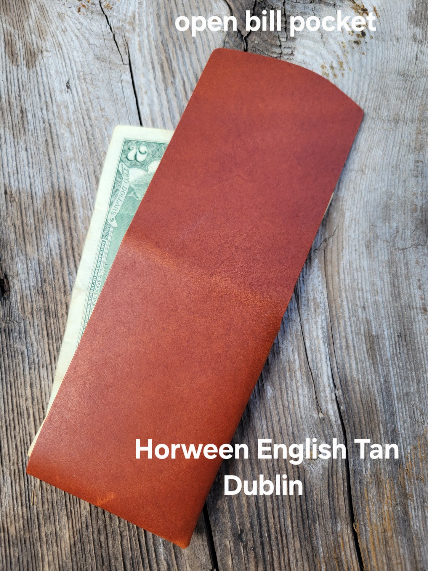 Horween Leather Open Bill Pocket Wallet
