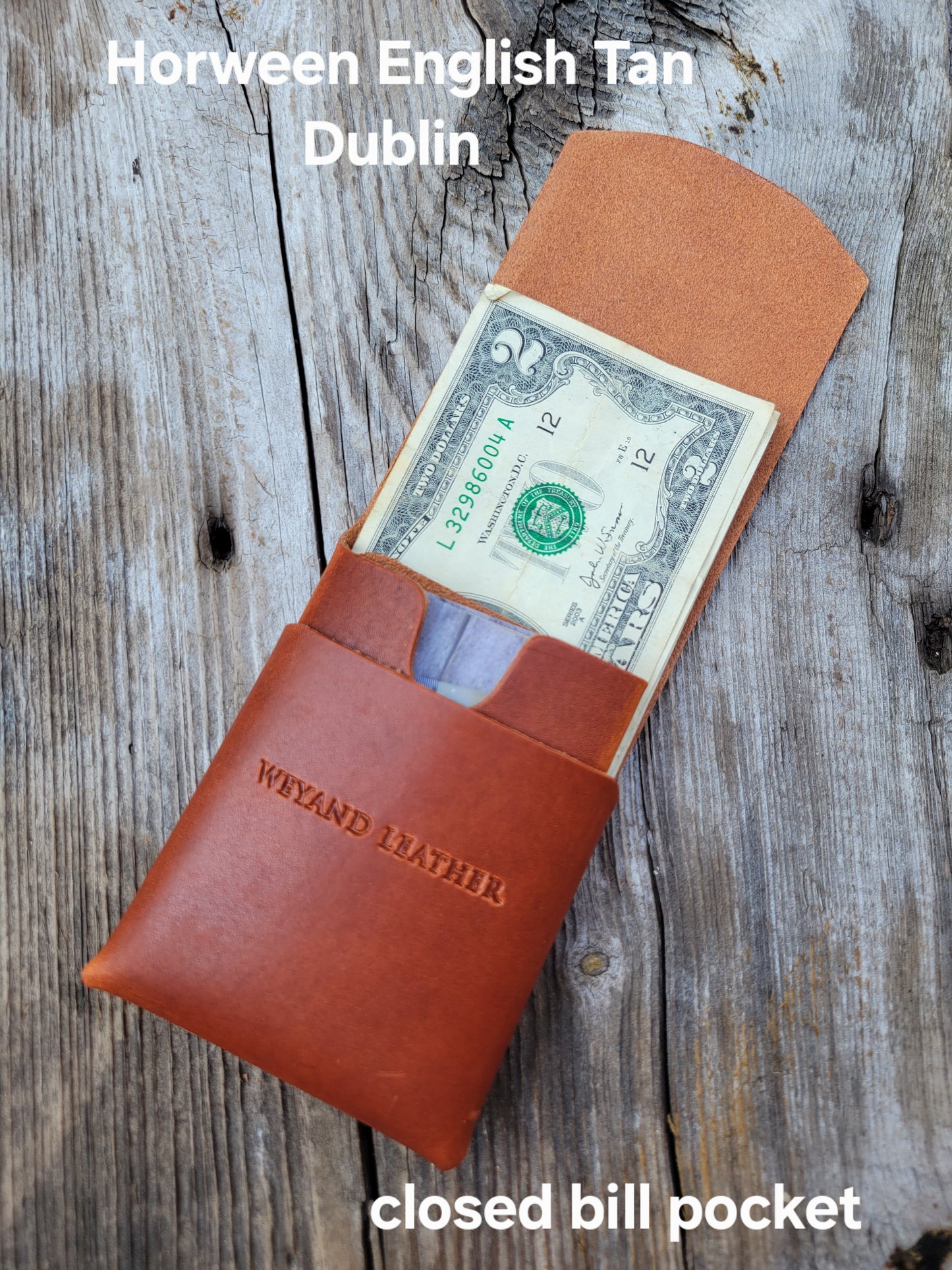 Horween Leather Closed Bill Pocket Wallet